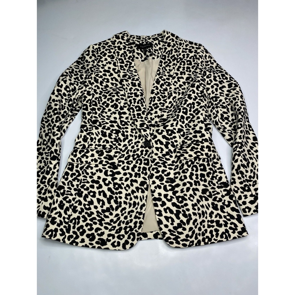 Talbots Womens Leopard Print Blazer Single Button Animal Print Jacket Size 4